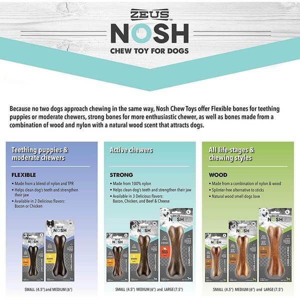 Zeus NOSH Strong Chew Bone - Beef & Cheese Flavor - Large-Taste of the wild-Whiskers Nation
