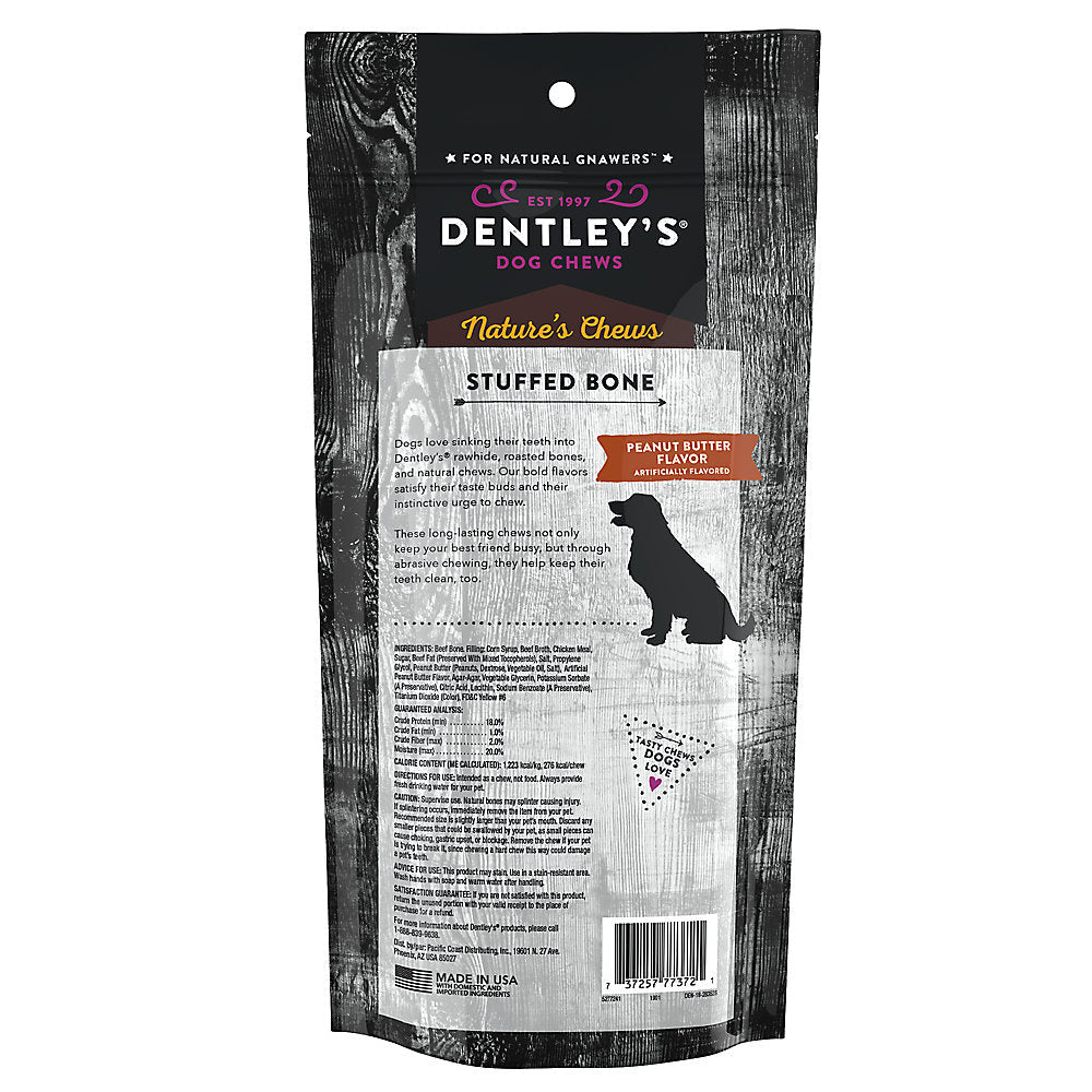 Dentley's Stuffed Bone Dog Treat with Peanut Butter for Heavy Chewers of Medium - Large Breed 5" (12,7 cm) - Whiskers Nation