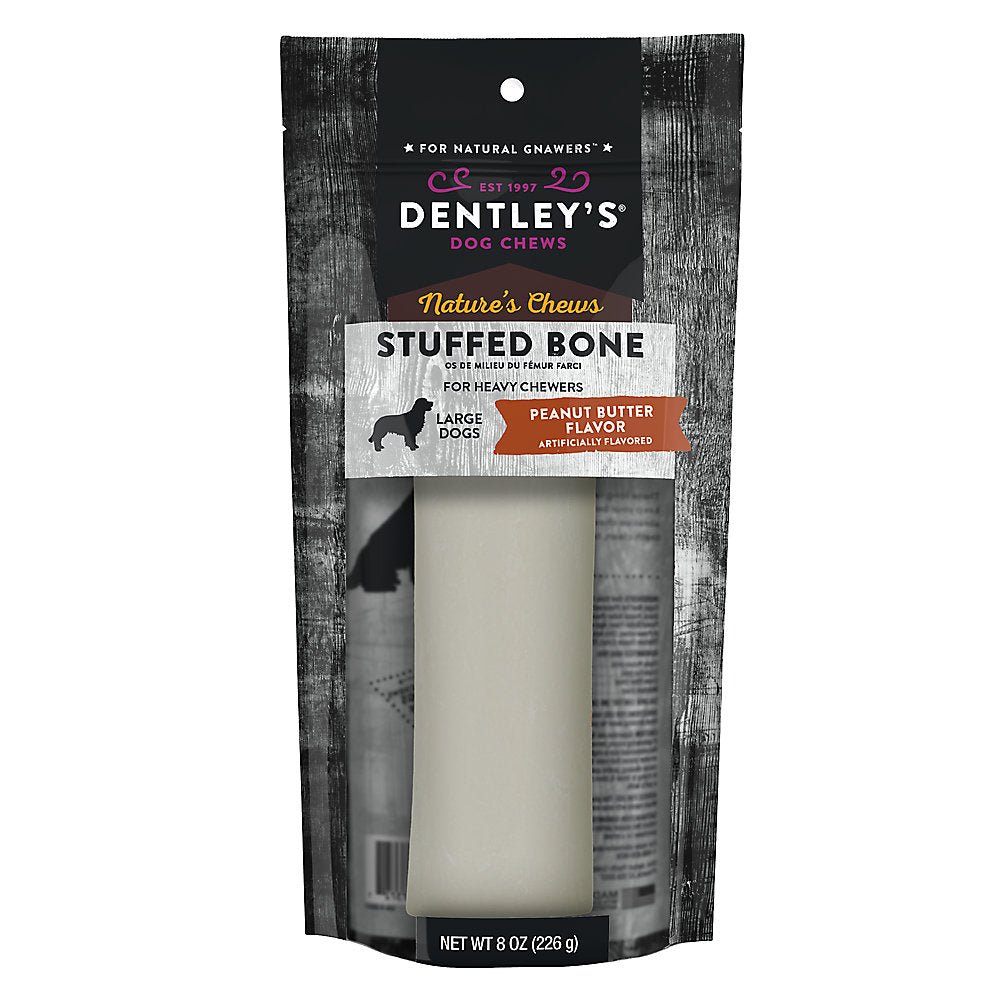 Dentley's Stuffed Bone Dog Treat with Peanut Butter for Heavy Chewers of Medium - Large Breed 5" (12,7 cm) - Whiskers Nation