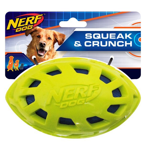 Nerf Dog Ultra - Durable TPR Squeak Crunch Football Dog Toy, 6” (15 cm) - Whiskers Nation