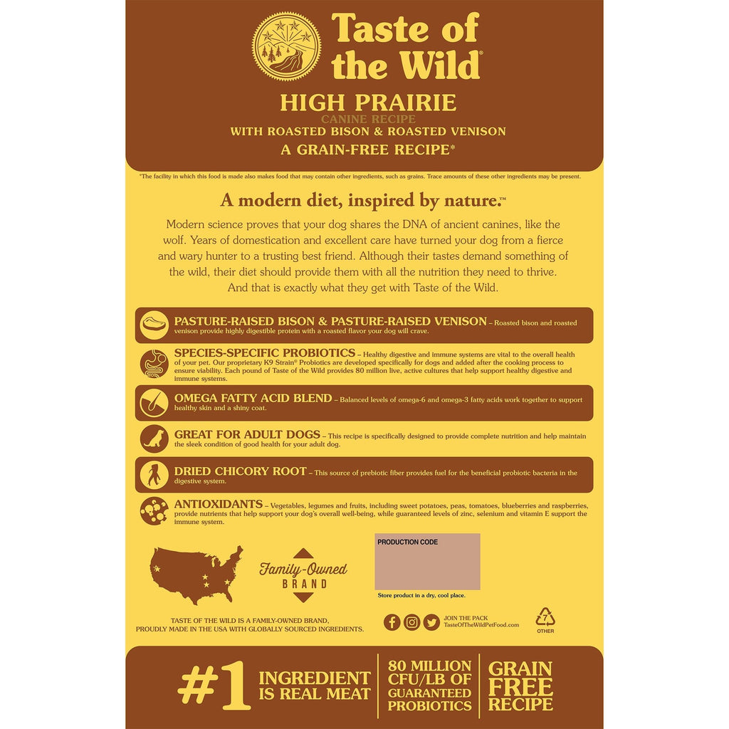 Taste of the wild - High Prairie Canine Grain - Free Recipe with Roasted Bison and Roasted Venison 2kg - Whiskers Nation