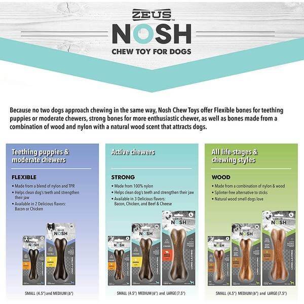 Zeus NOSH Strong Chew Bone - Beef & Cheese Flavor - Large - Whiskers Nation