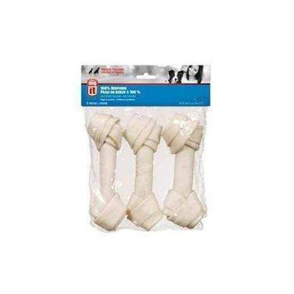 Dogit White Beefhide Bone Value Pack - 3 Knotted Bones - Small-Treats-Whiskers Nation