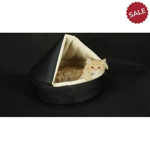 Heated cat cushion and heated house for all seasons- Black color-Omar-Whiskers Nation