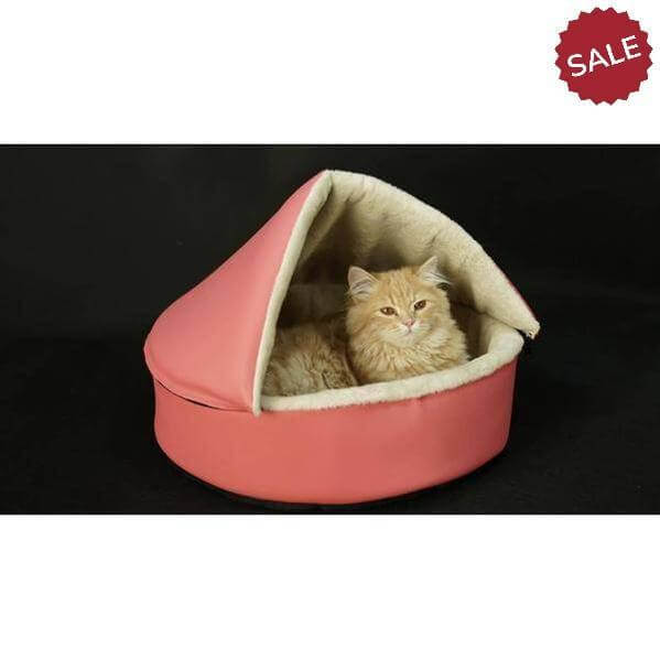 Heated cat cushion and heated house for all seasons- Pink-Omar-Whiskers Nation