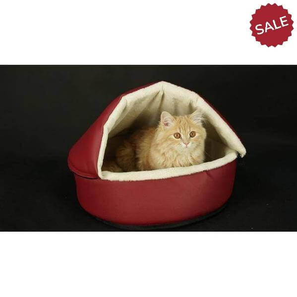 Heated cat cushion and heated house for all seasons- Red color-Omar-Whiskers Nation